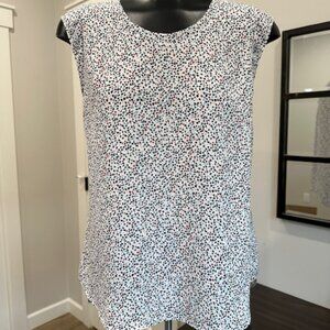 Printed Cap-Sleeve Crew-Neck Chiffon Cami